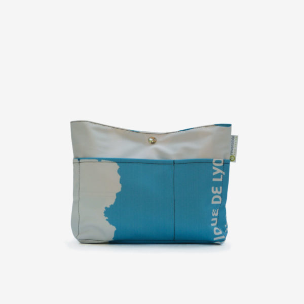 trousse en textile publicitaire bleue reversible eco-design