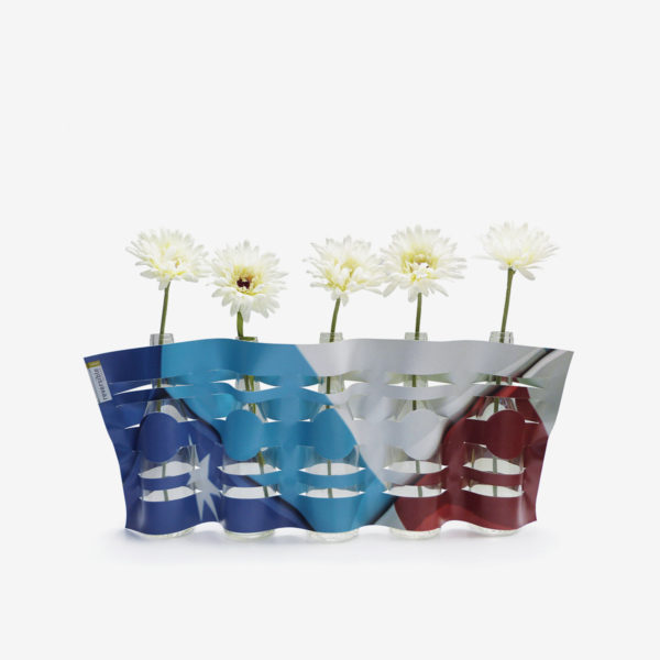 vase bleu blanc rouge en bäche publicitaire recyclée