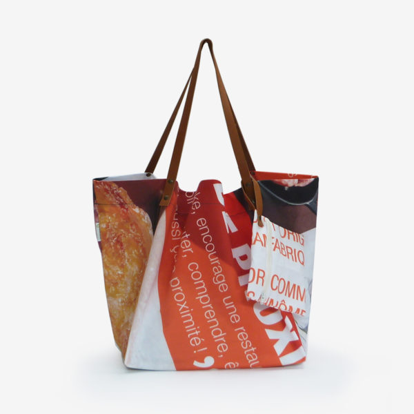 sac cabas en toile publicitaire recyclée orange