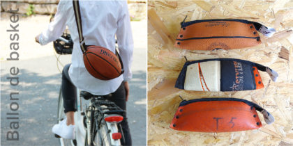 Cartable et trousses. Upcycling de ballon de basket