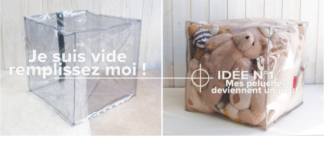 Pouf transparent à remplir soi-même