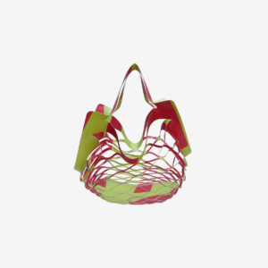 Sac filet pliable en bâche publicitaire vert et rouge