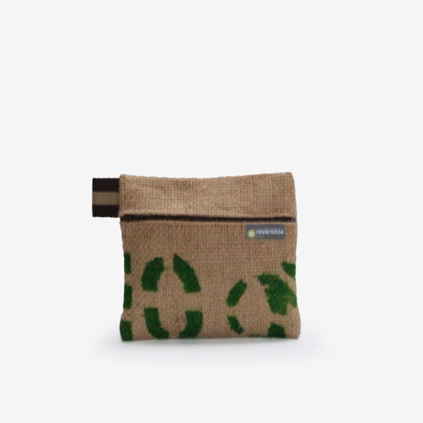 Trousse en toile de sac de transport de café. Typo verte