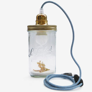 lampe bocal recycle le parfait fil bleu couvercle doré