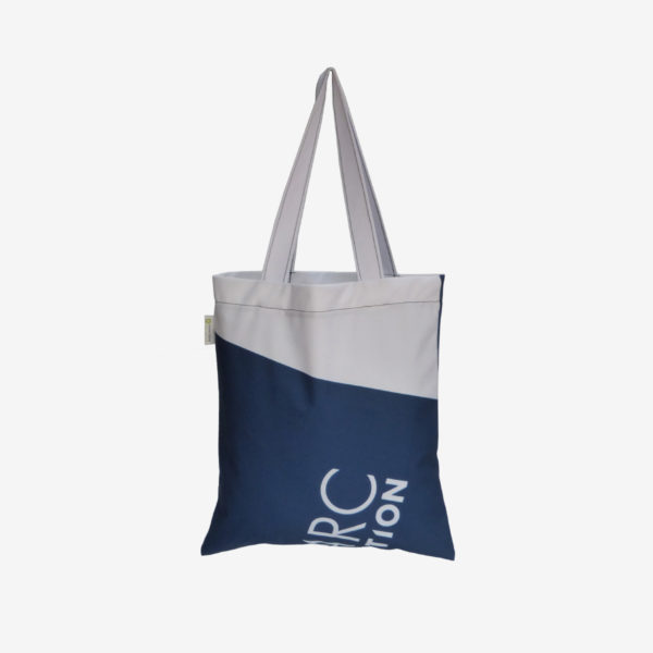 01 Dos de tote bag en toile publicitaire.