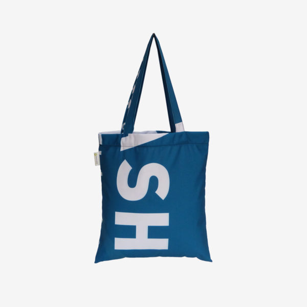 02 tote bag en toile publicitaire bleue.