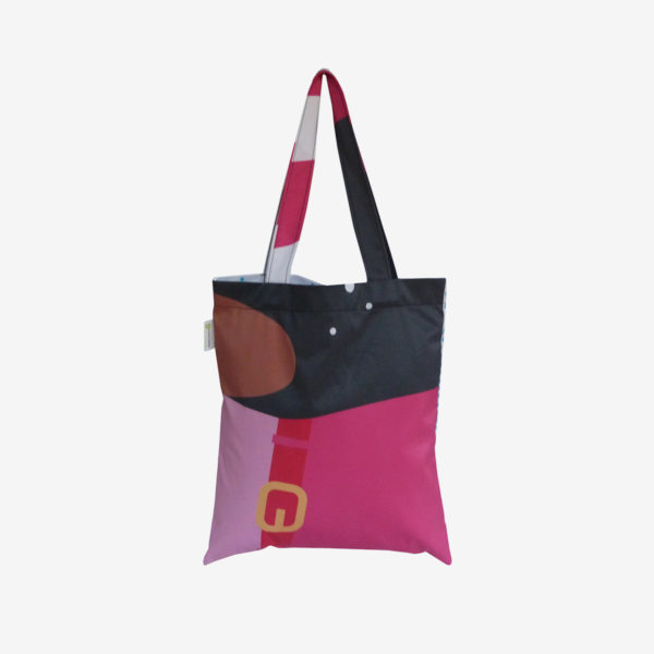 06 Tote bag en toile publicitaire recyclée rose fushia.