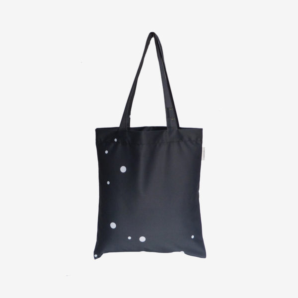 12 Dos de tote bag en toile publicitaire noire.