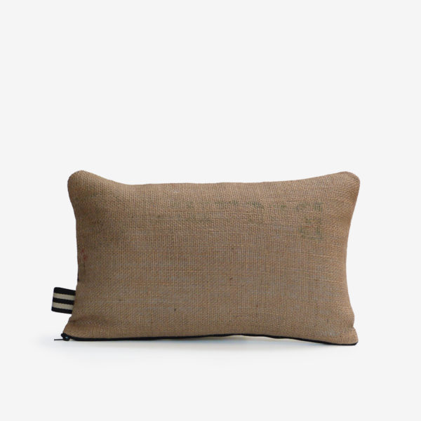 dos housse de coussin en toile de jute de café