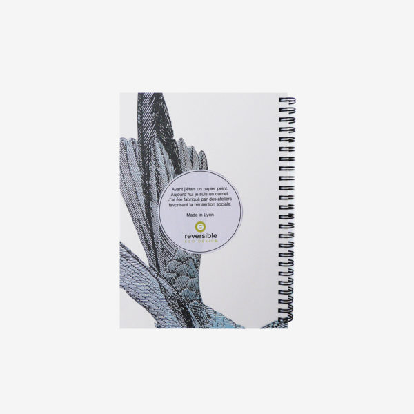 6 dos de carnet en papier peint recyclé oiseau.