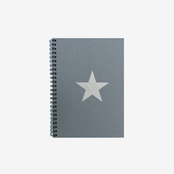 23 carnet en papier peint recyclé bleu étoile blanche.