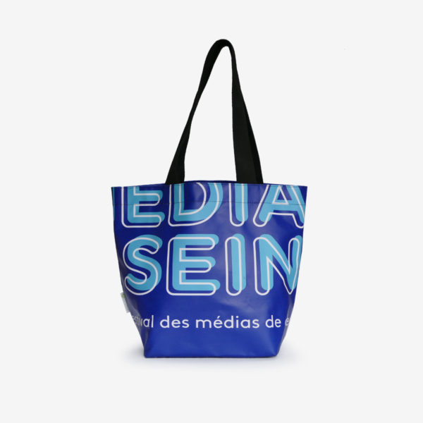 51 Sac cabas bleu en bâche publicitaire