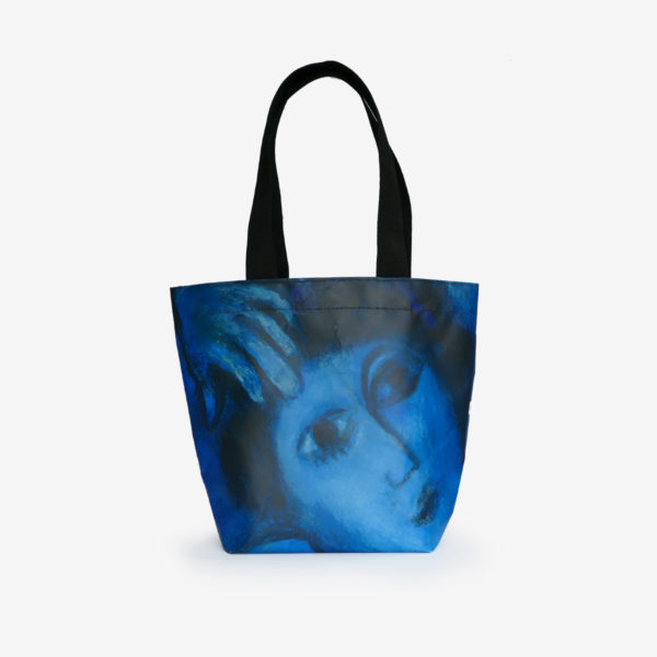 55 Sac cabas bleu en bâche publicitaire.