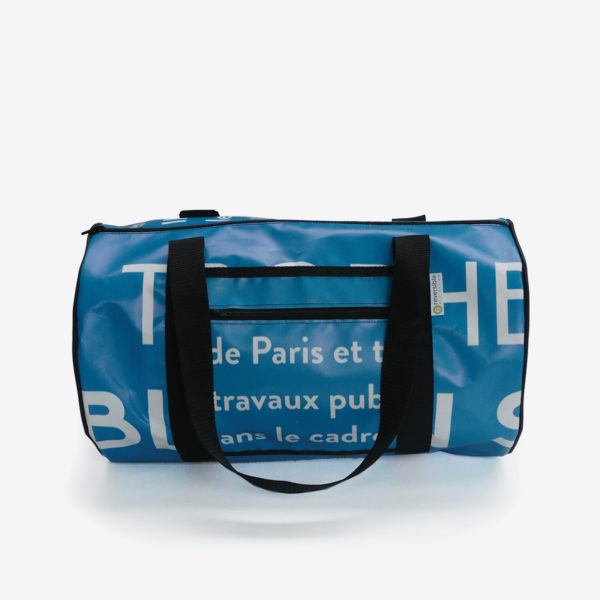 9 sac polochon bleu en bâche publicitaire recyclée