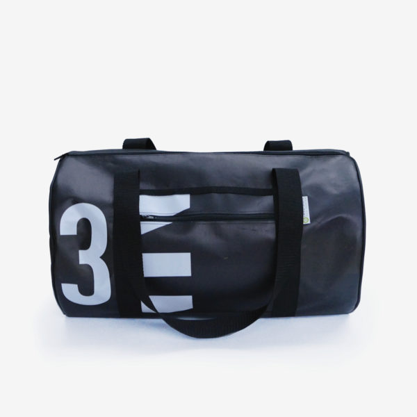 21 sac polochon noir en bâche publicitaire recyclée