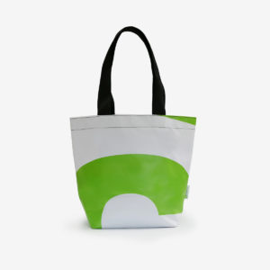 58 Sac cabas blanc et vert graphique en bâche publicitaire