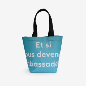 1 Sac cabas bleu vert graphique en bâche publicitaire