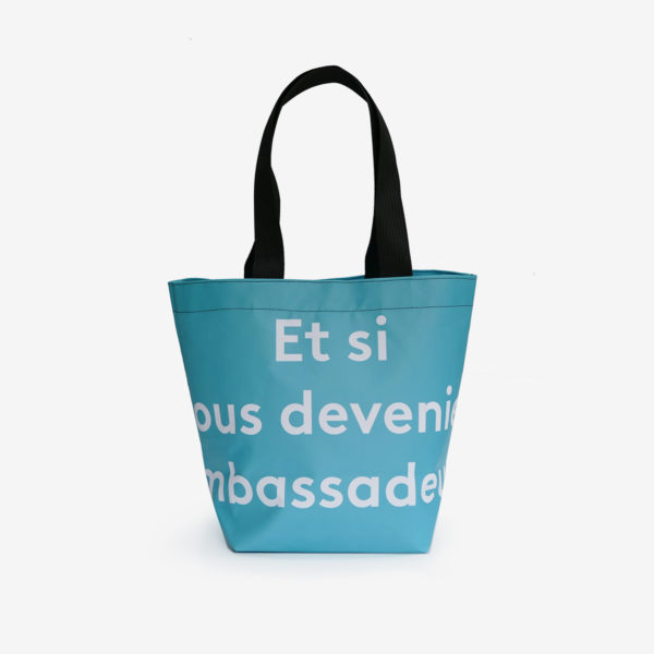 1 Sac cabas bleu vert graphique en bâche publicitaire