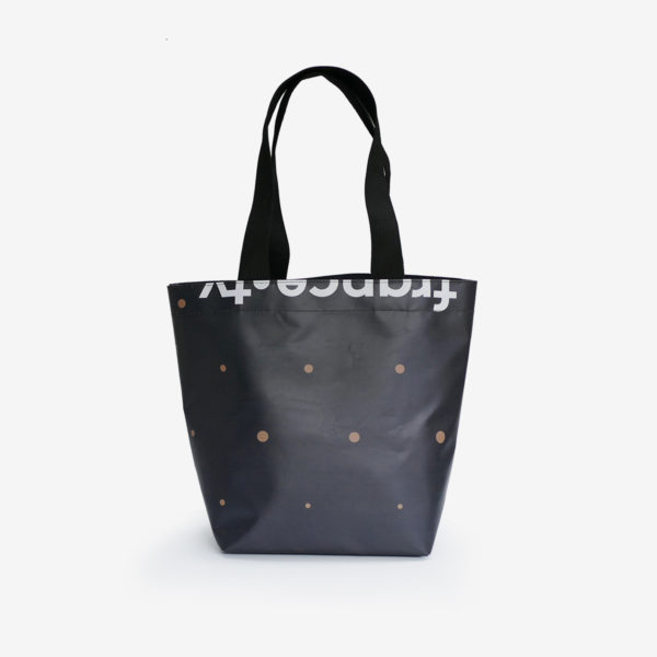 10 Sac cabas noir et or graphique en bâche publicitaire